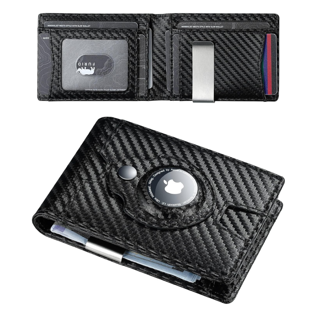 RFID Men's Airtag Card Wallet w/Airtag Holder, Money Clip (3 Colors)