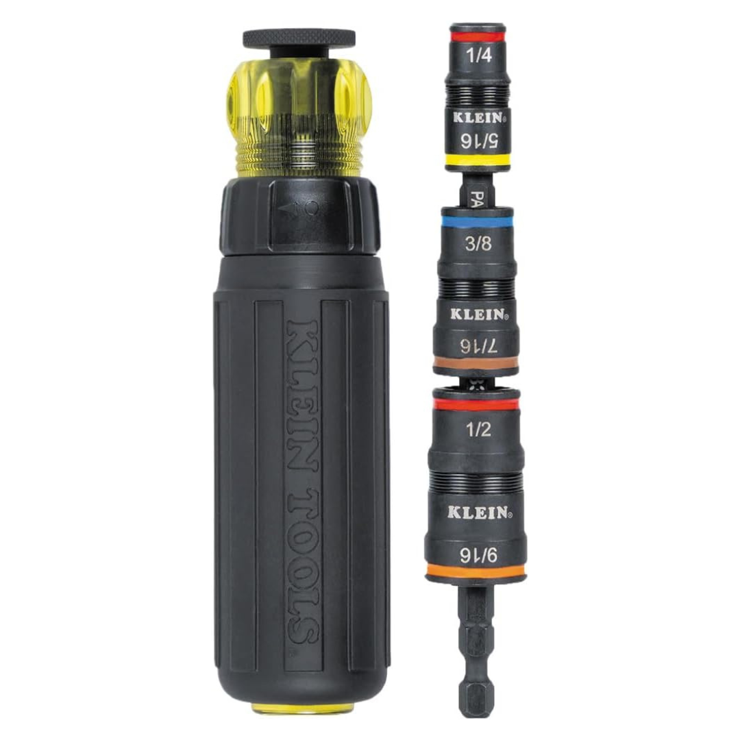 Klein Tools 7-in-1 SAE Impact Socket Set With Ratcheting Handle