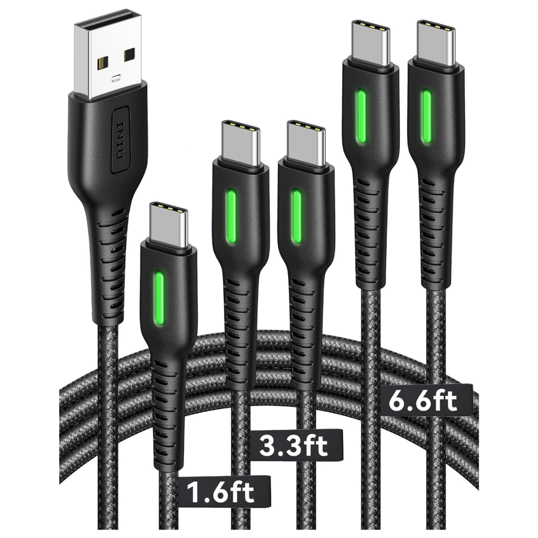 5-Pack INIU 3.1A QC 3.0 Fast Charging USB-C Cable