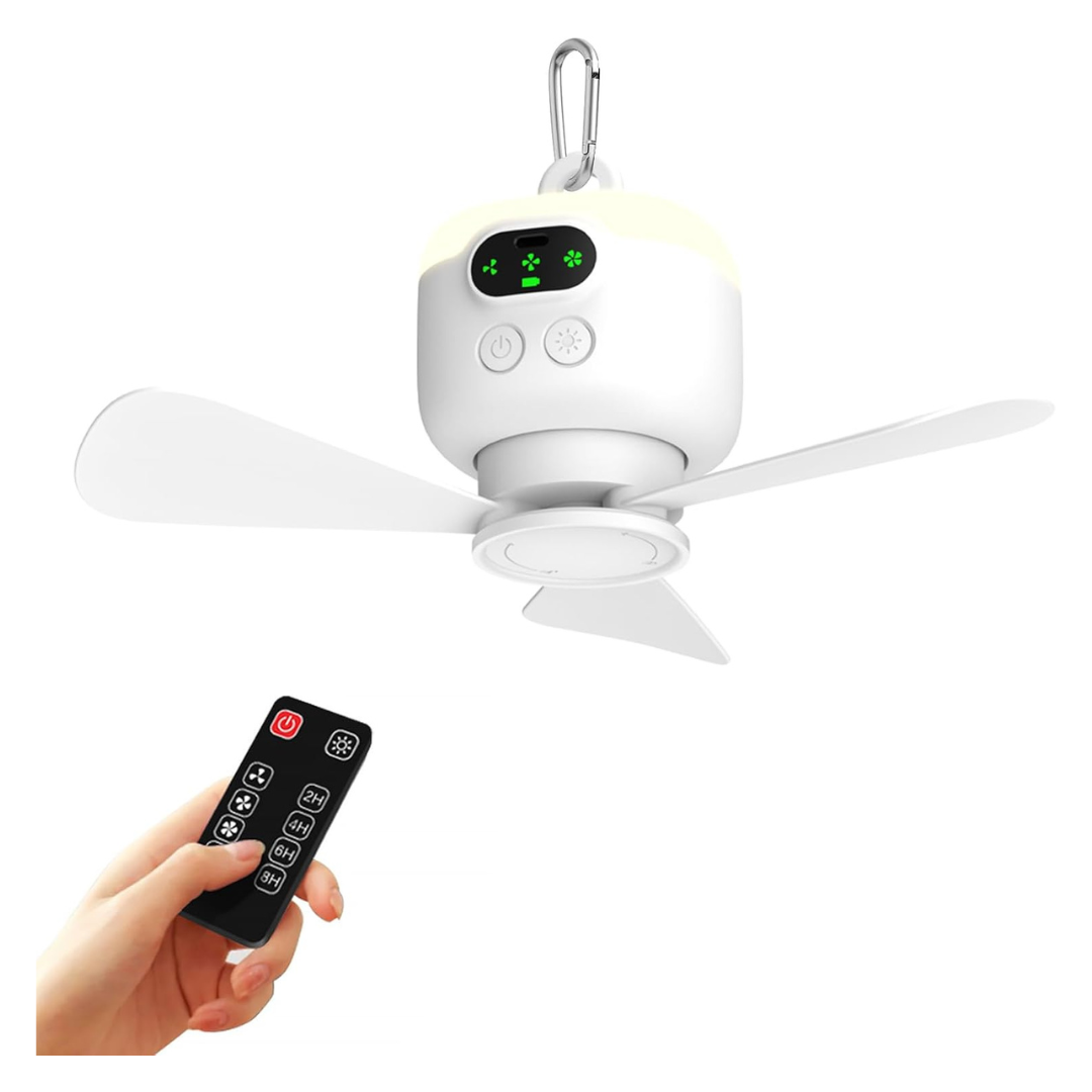 VVU&CCO 8000mAh Portable Rechargeable Ceiling Fan W/ Remote