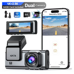 Odrey 4K+1080P WiFi & WDR Dash Camera For Car With 64GB Card