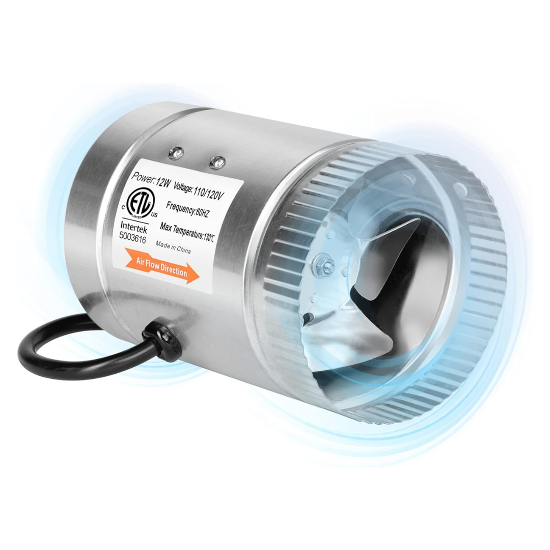4" Inline Booster Duct Fan, 100 CFM Ventilation Blower