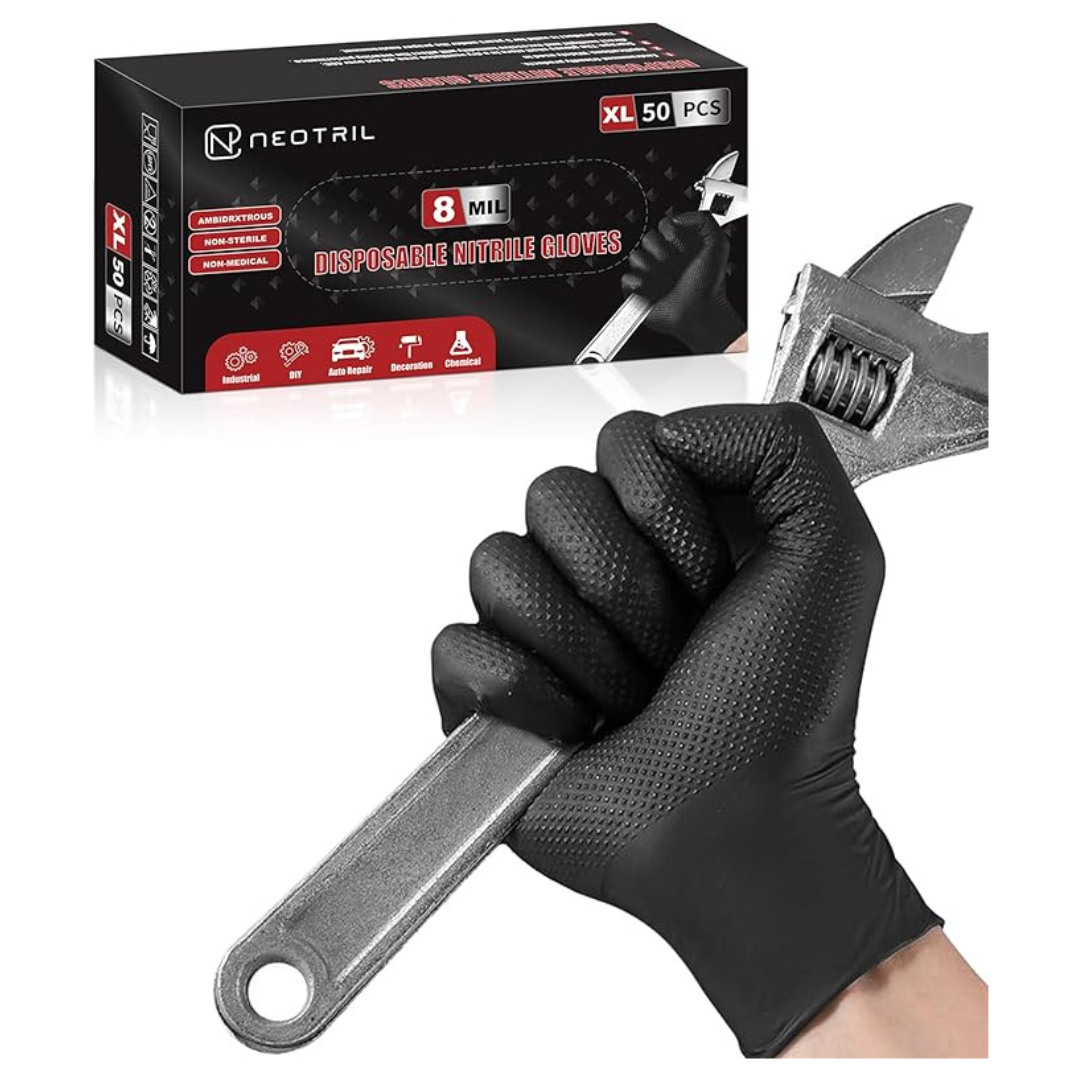 50-Piece NEOTRIL 8 Mil Heavy Duty Disposable Nitrile Gloves