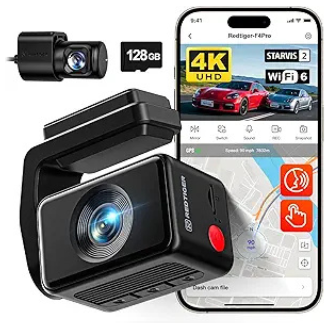 REDTIGER F4 Pro 2.2" Front and Rear 4K Touch Screen Dash Camera