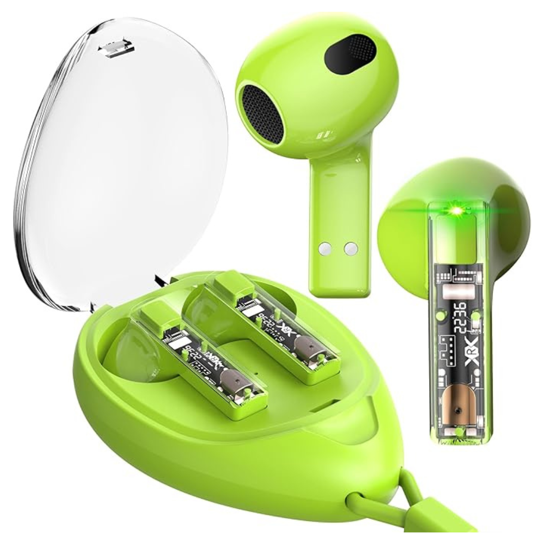 aigo True Wireless Earbuds w/ Transparent Case and Neck Lanyard