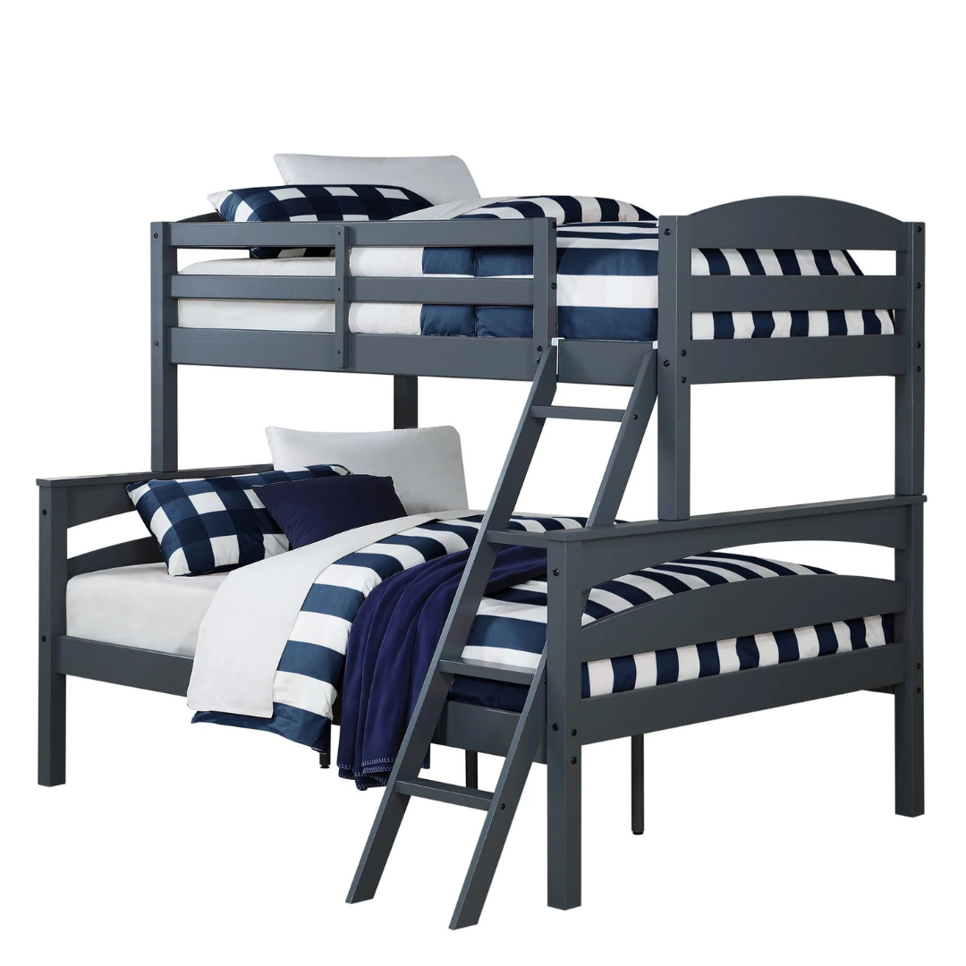 DHP Brady Wood Twin over Full Bunk Bed Frame (Grey)