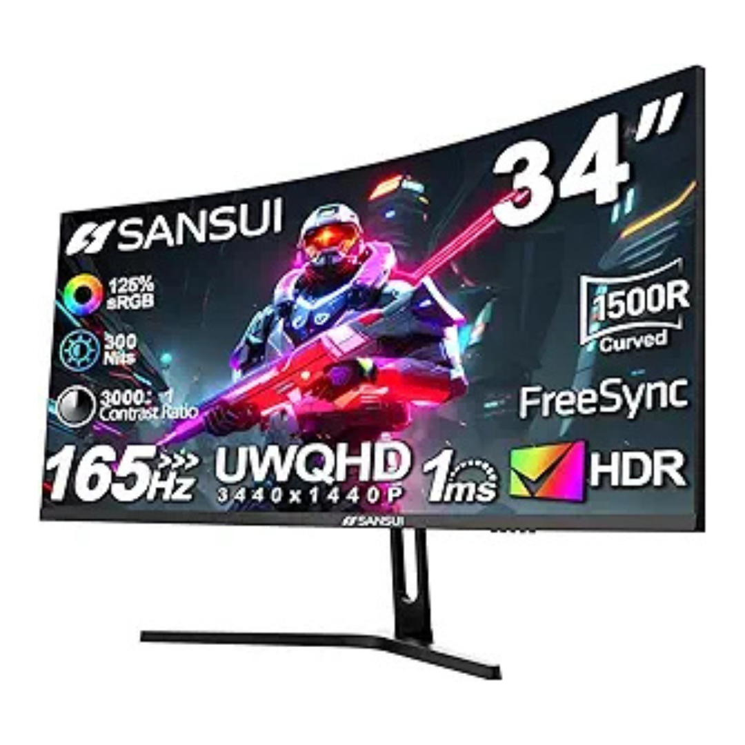 Sansui ES-G34C5 34" Curved WQHD 165Hz 1ms HDR Freesync Gaming Monitor