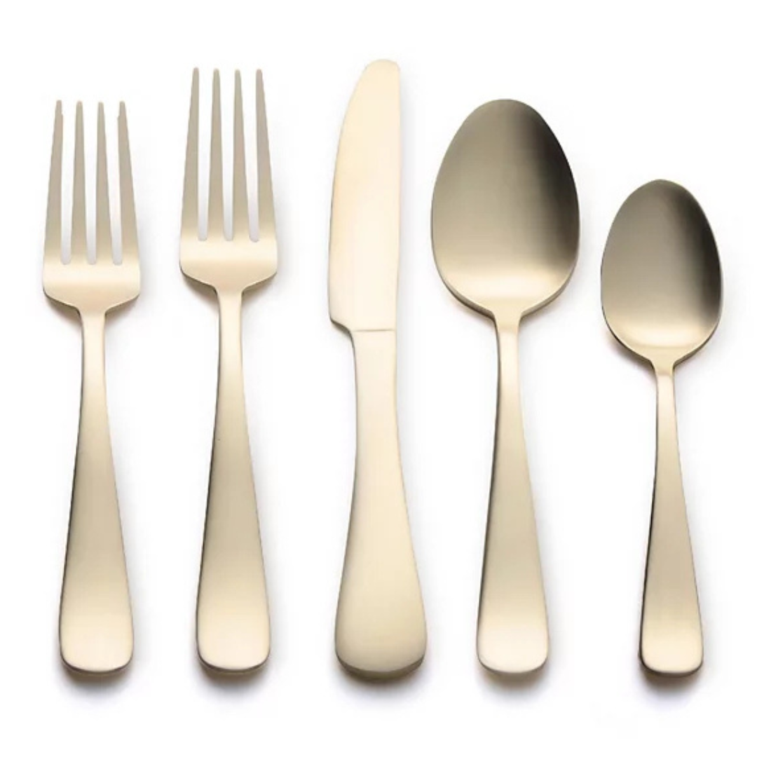 Kitchinox Alton Bay Gold Satin 20-Piece Flatware Set
