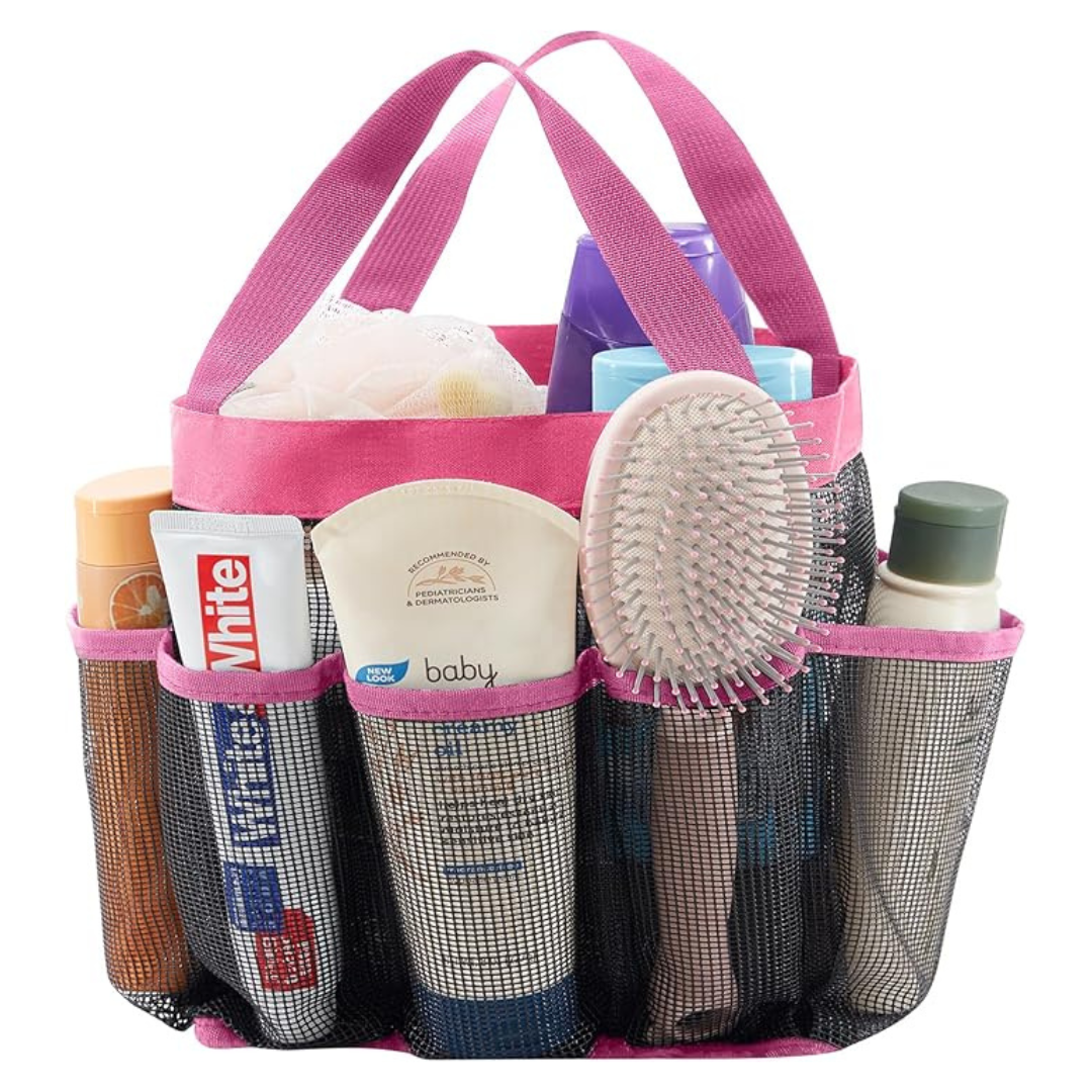 Mesh Caddy Shower Tote Bag With 7 Storage Pockets