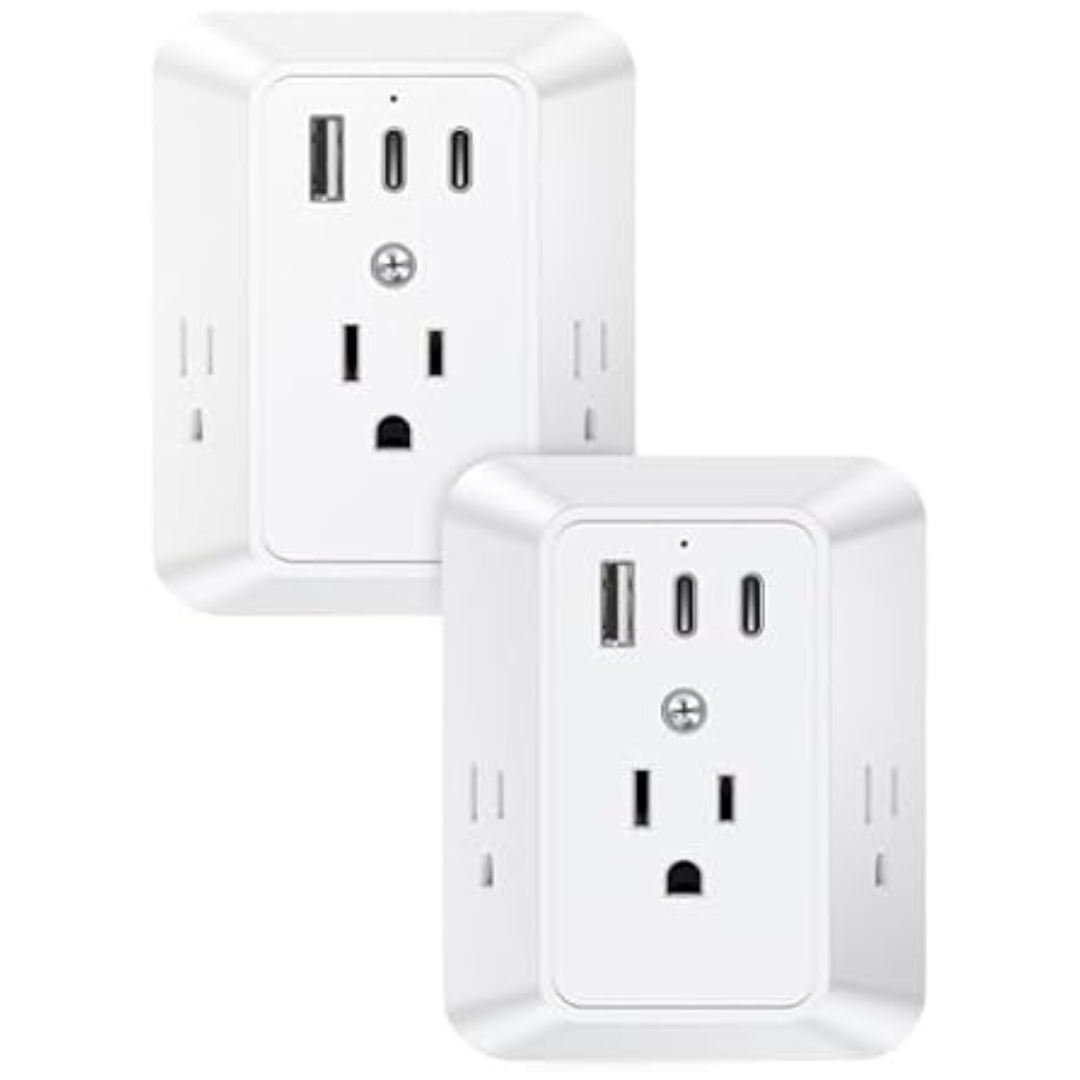 2-Pack Tuilock 1050J Multi Plug USB Surge Protector