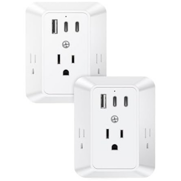 2-Pack Tuilock 1050J Multi Plug USB Surge Protector