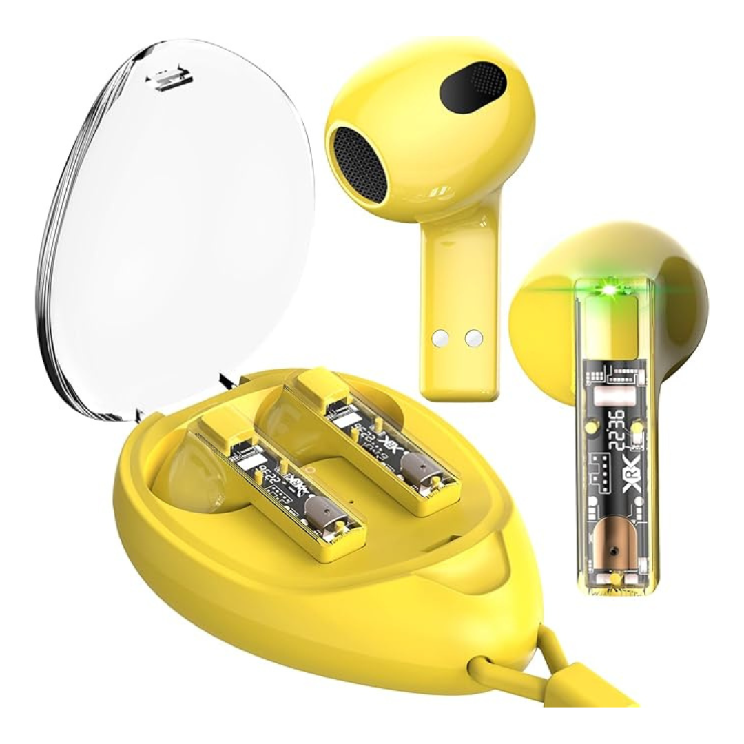 Bluetooth 5.4 Earbuds With Transparent Case and Neck Lanyard