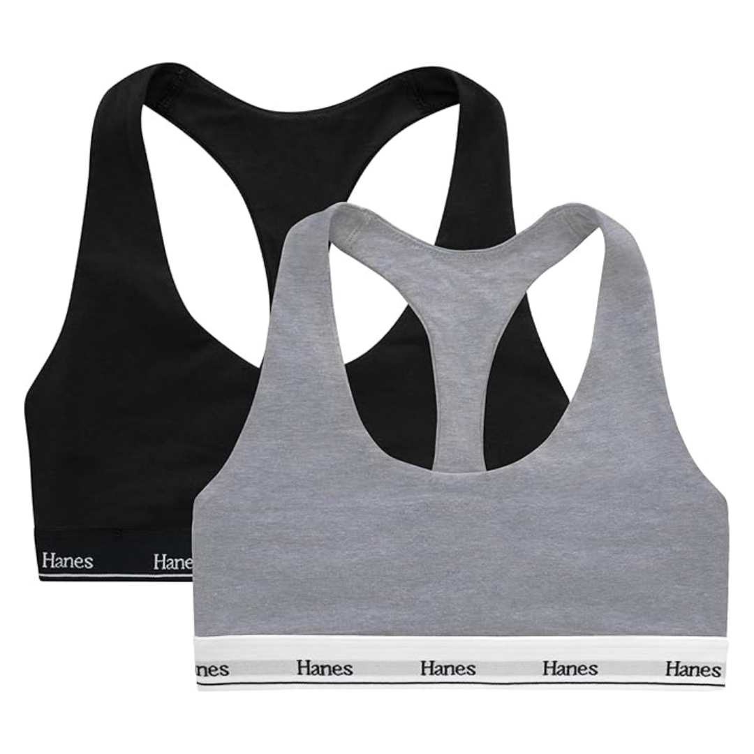 2-Pack Hanes Women's Originals Racerback Breathable Stretch Cotton Bralette