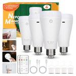 4-Count Neporal MagixPro Dimmable Rechargeable LED Light Bulbs W/ Remote