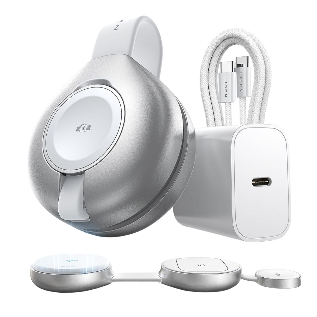 LISEN 3-in-1 Qi2 MagSafe Wireless Travel Charger With 60W USB-C Cable