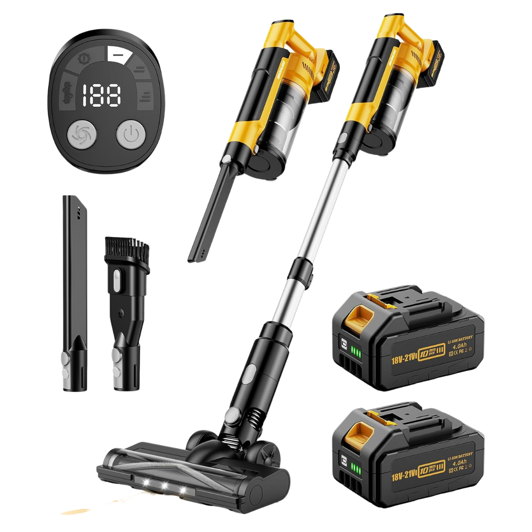 6-in-1 8000mAh 60KPA Brushless Electric Stick Vacuum Cleaners