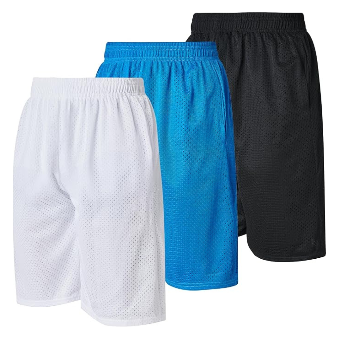3-Pack Ultra Performance Men's Athletic Mesh Shorts With Pockets