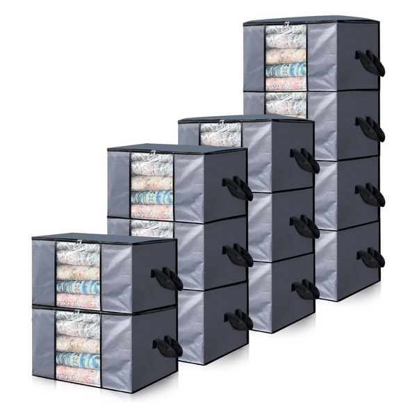 12-Pack 90L Extra Large Heavy Duty Moving Bags With Handles & Zipper