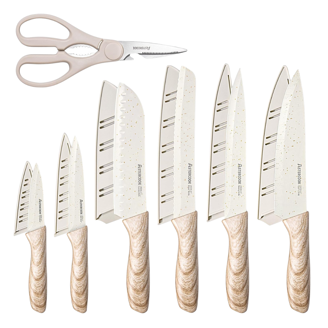 13-Piece Astercook Stainless Steel Chef Knife Sets With Ceramic Coating