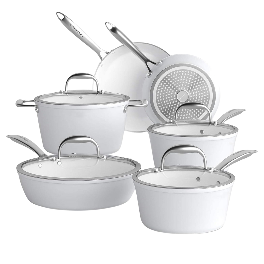 10-Piece Nonstick Ceramic Cookware Set With Glass Lids