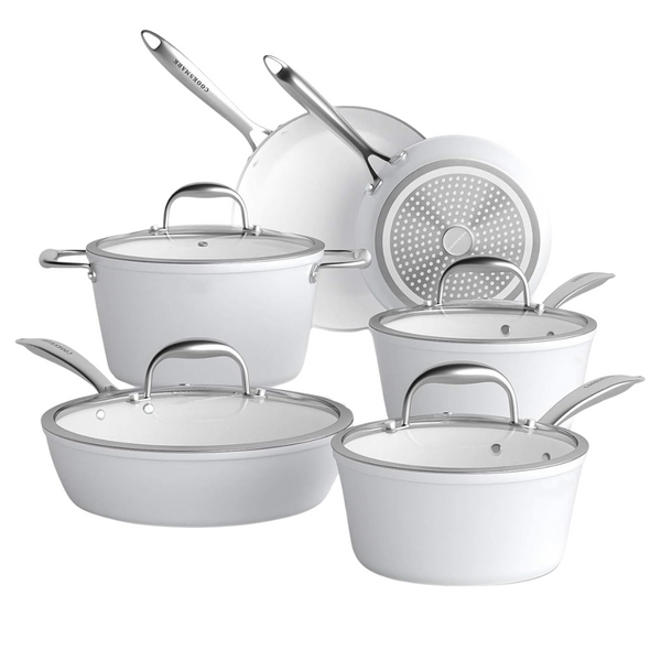 10-Piece Nonstick Ceramic Cookware Set With Glass Lids