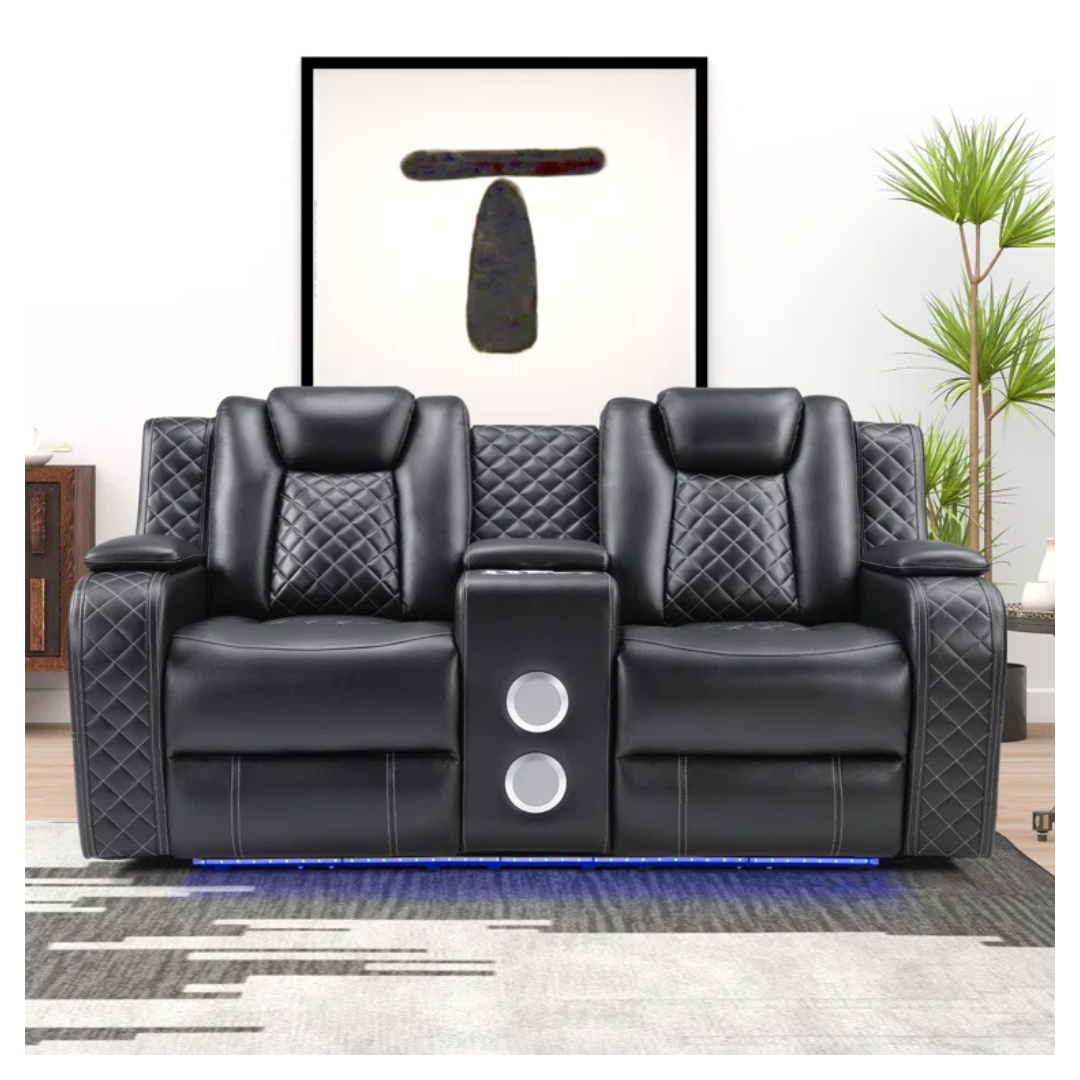 Ivy Bronx Lamica 73.2''W Leather Power Reclining Sofa W/ Speaker