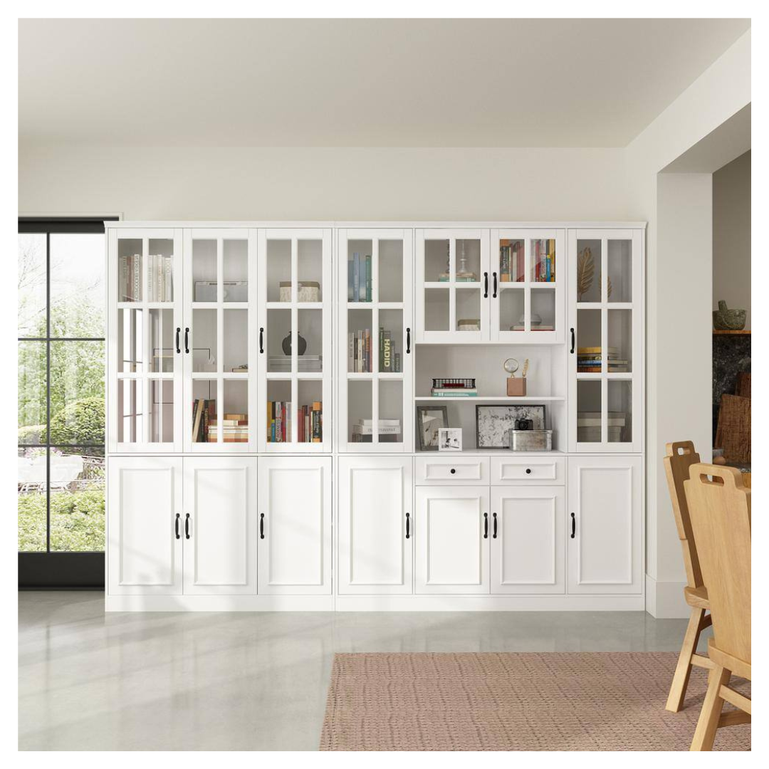 110.2" Wide Wooden 25-Shelves Accent Bookcase