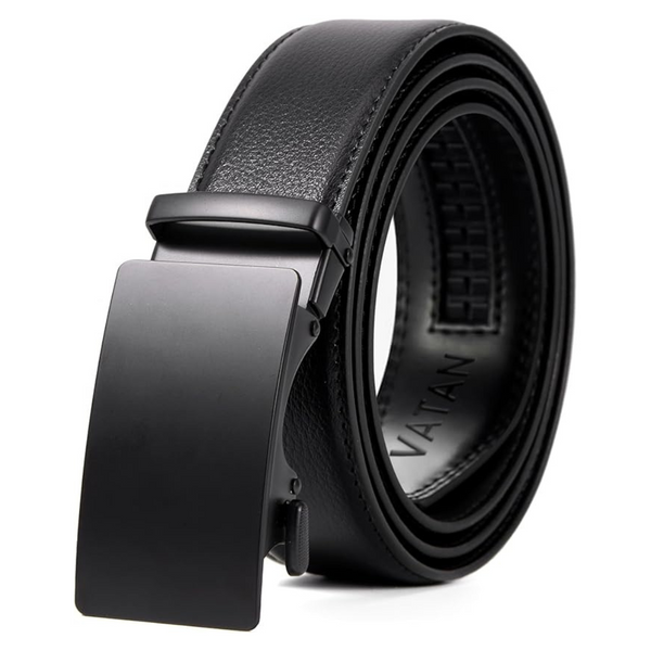 Men's Leather Ratchet Belt W/ Adjustable Buckle (32" To 38")