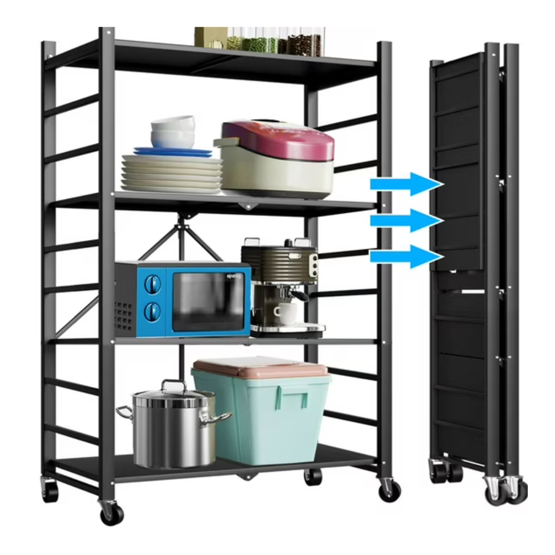 4-Tiers Adjustable Stainless Steel Storage Shelf Unit
