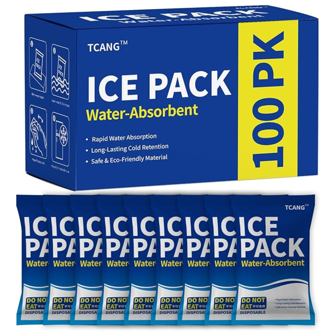 100-Pack Disposable Ice Packs for Coolers & Lunch Boxe