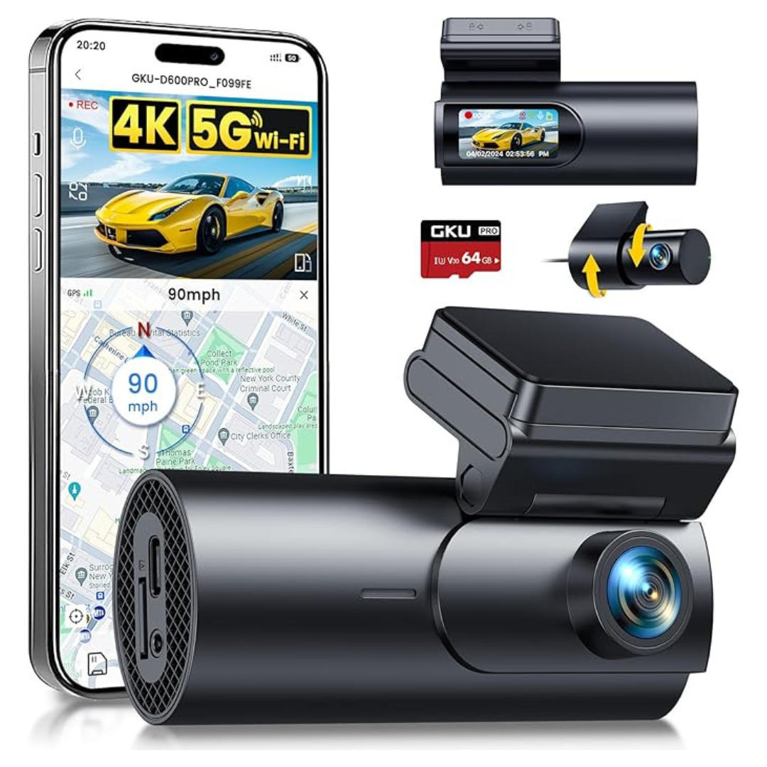 4K+1080P 5.8GHz WiFi & GPS Dash Camera