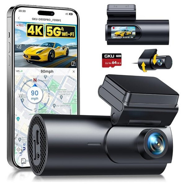 4K+1080P 5.8GHz WiFi & GPS Dash Camera