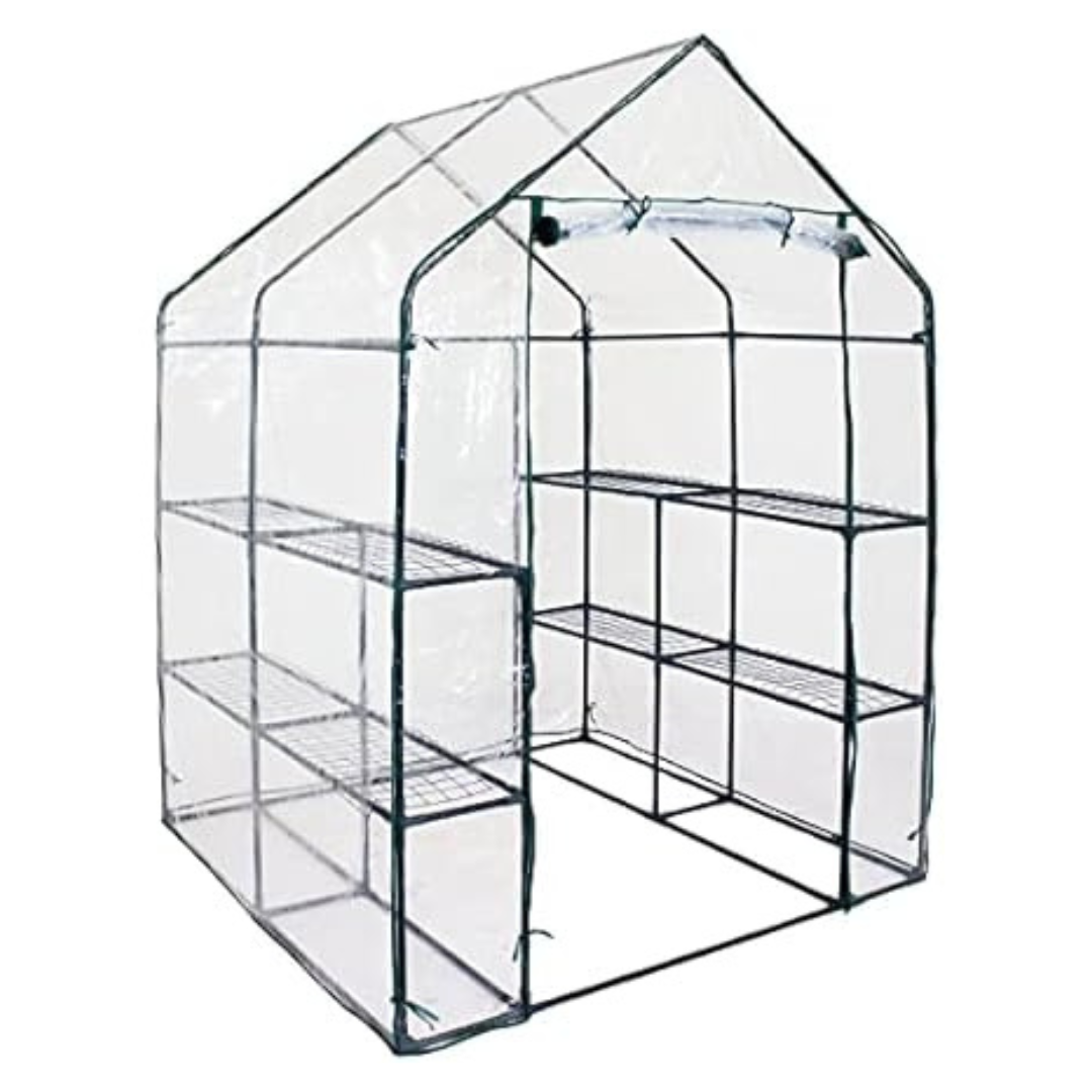 Sunnydaze Outdoor Walk-in Greenhouse with 4 Shelves