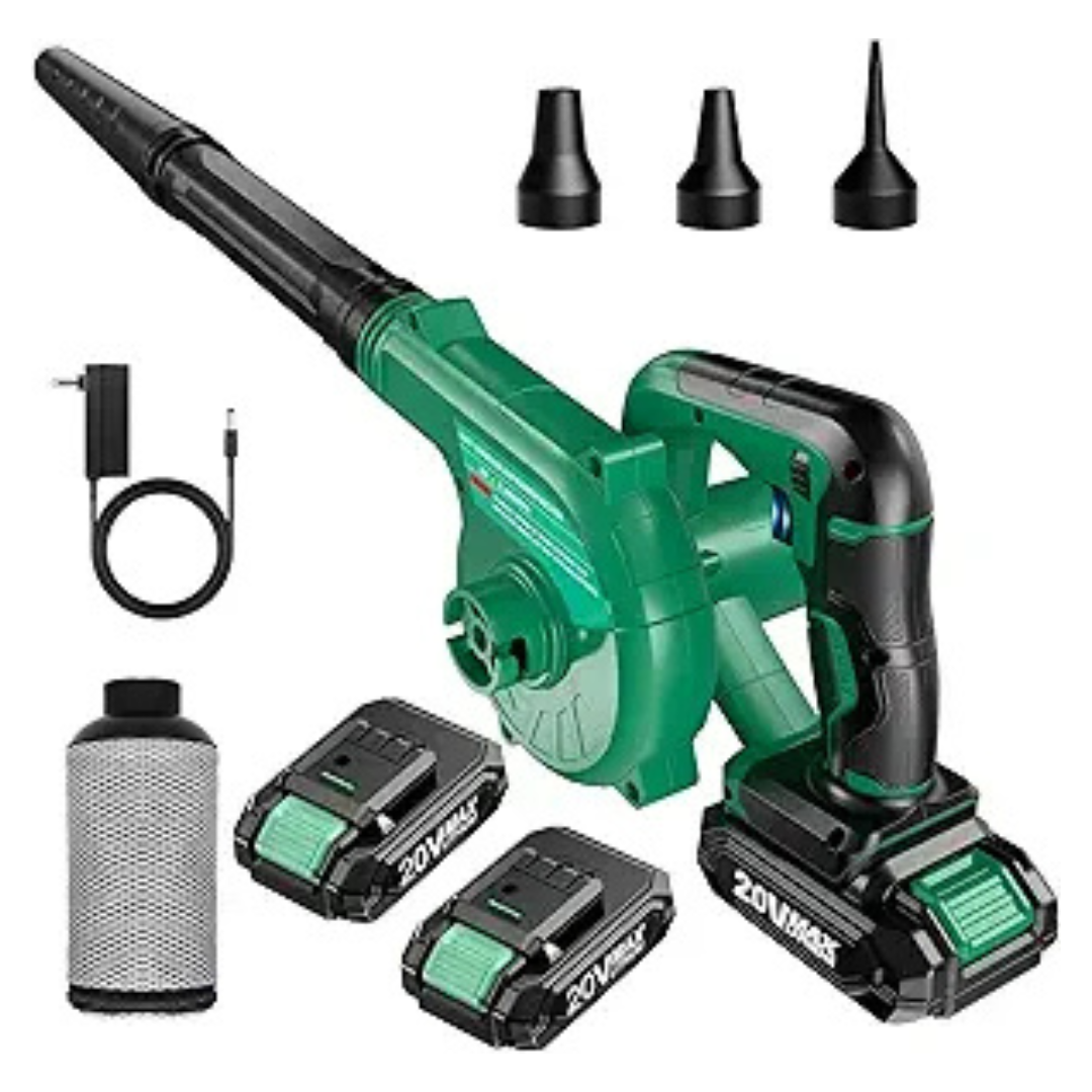 Kimo Cordless Leaf Blower Vacuum Combo with 2 Batteries