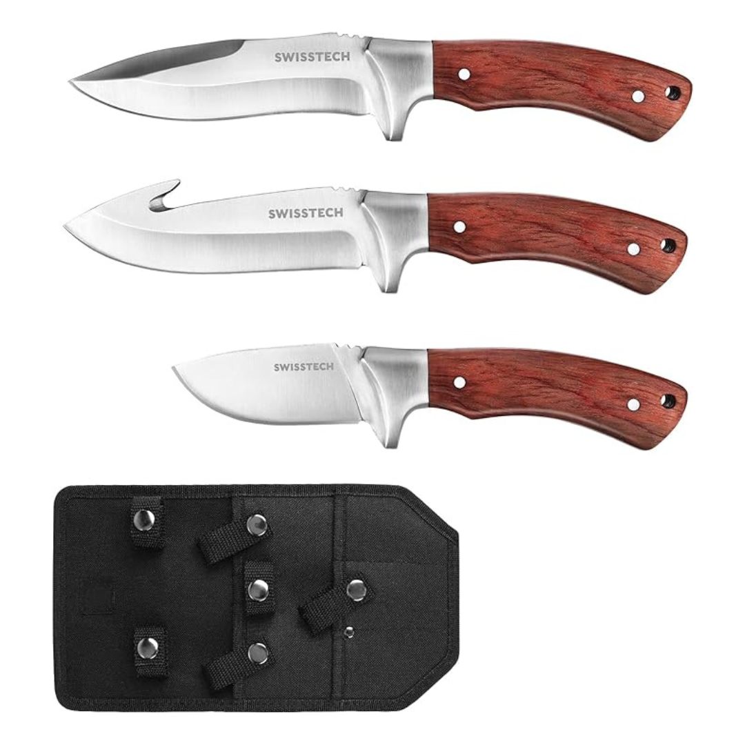 Swiss+Tech 3-Piece Hunting Knife Set with Sheath