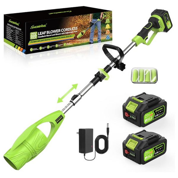 Cordless Handheld Leaf Blower with 2x Batteries and Charger