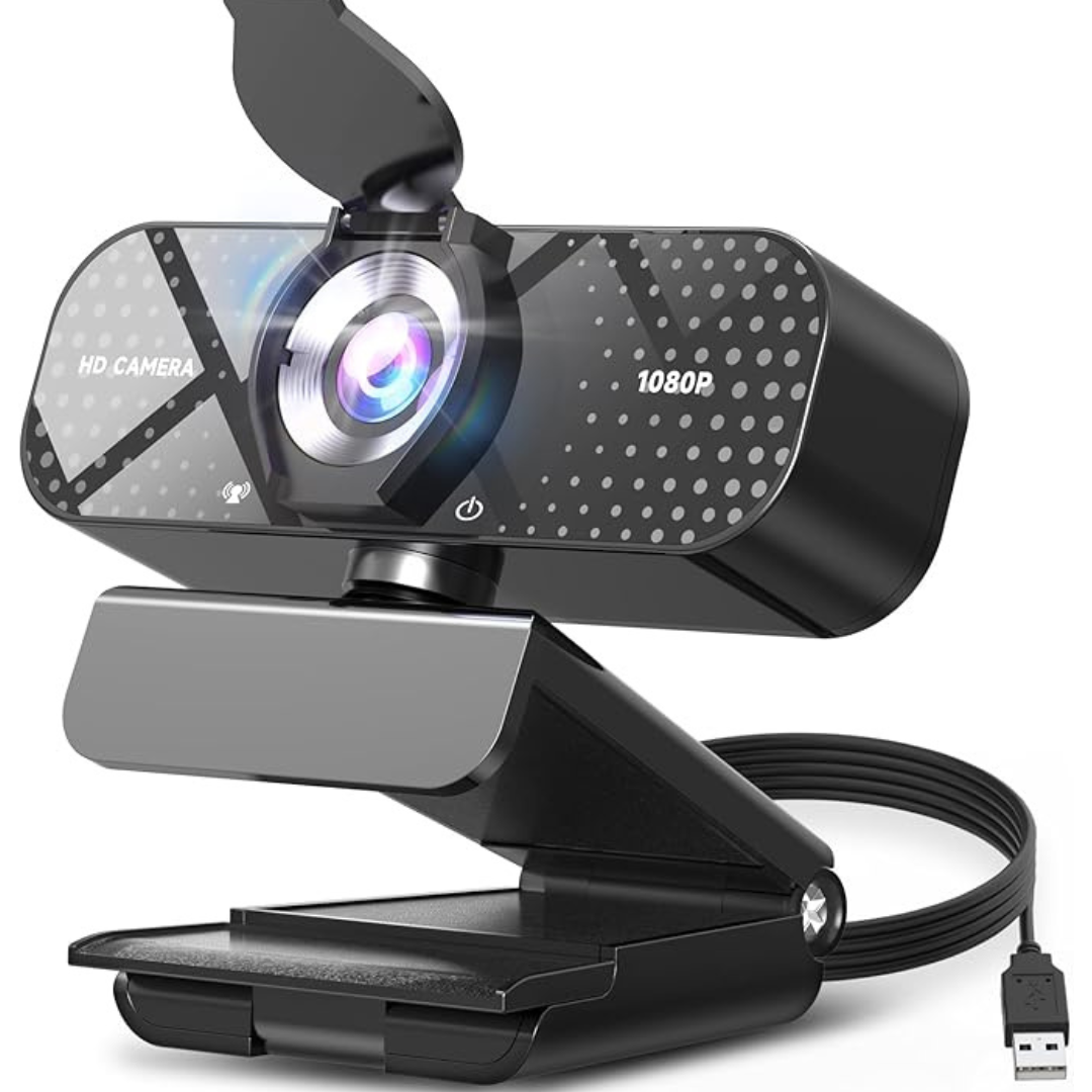 1080P HD Webcam with Microphone & Wide-Angle Lens