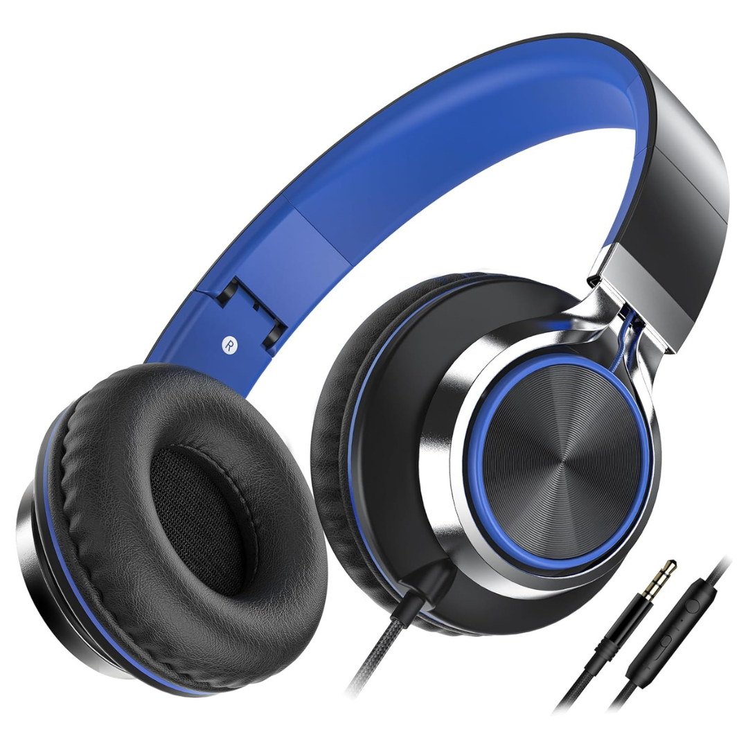 Foldable Kids On-Ear Wired Headphones With Microphone