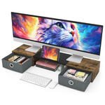 Dual Monitor Stand Riser With Two Drawers