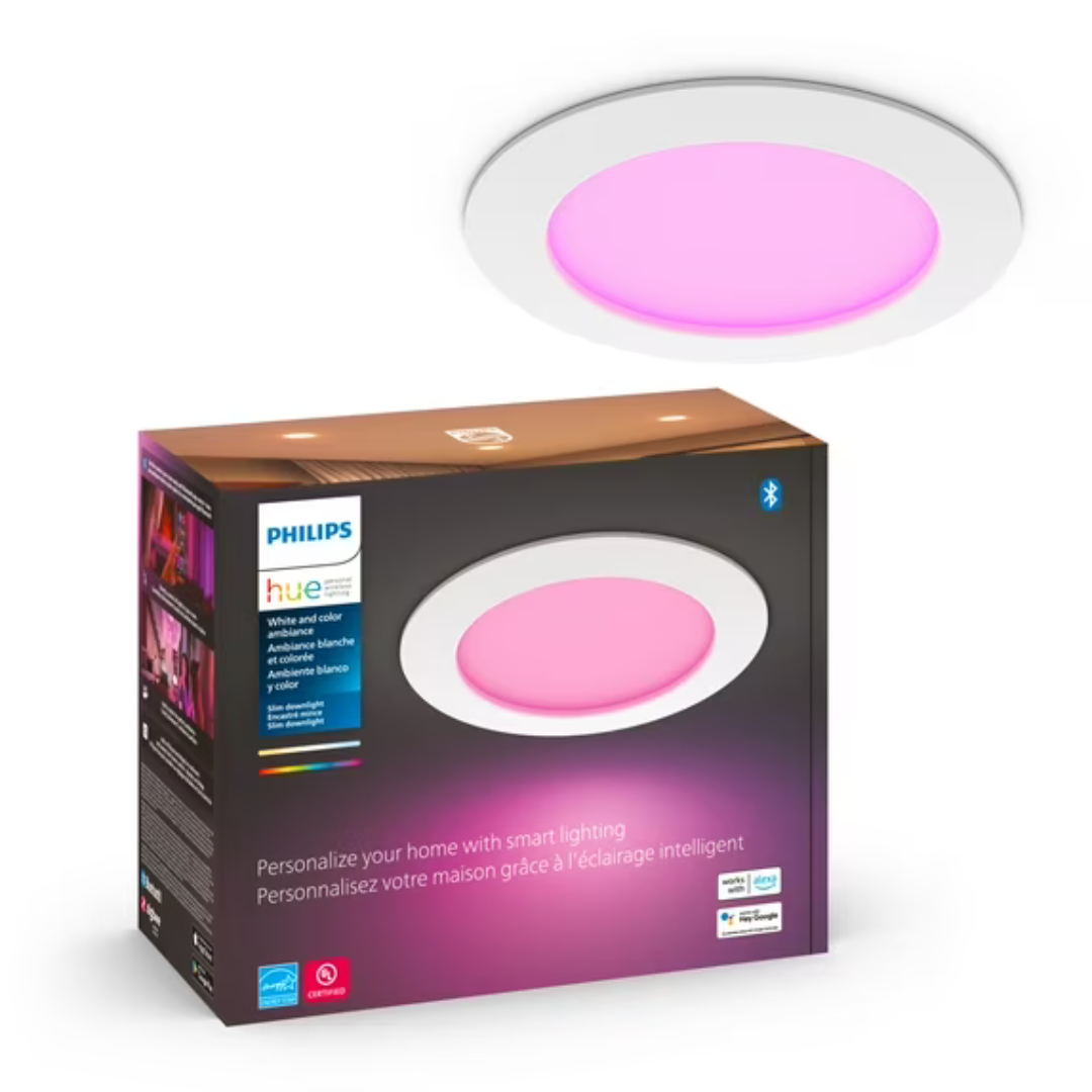 Philips Hue Smart Slim 6" 1200 lumen LED Downlight (White & Color Ambiance)