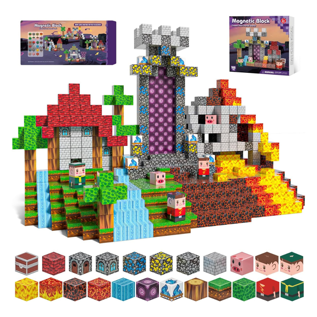 100-Piece Kryzomat Magnet Tiles Building Blocks Toy Set