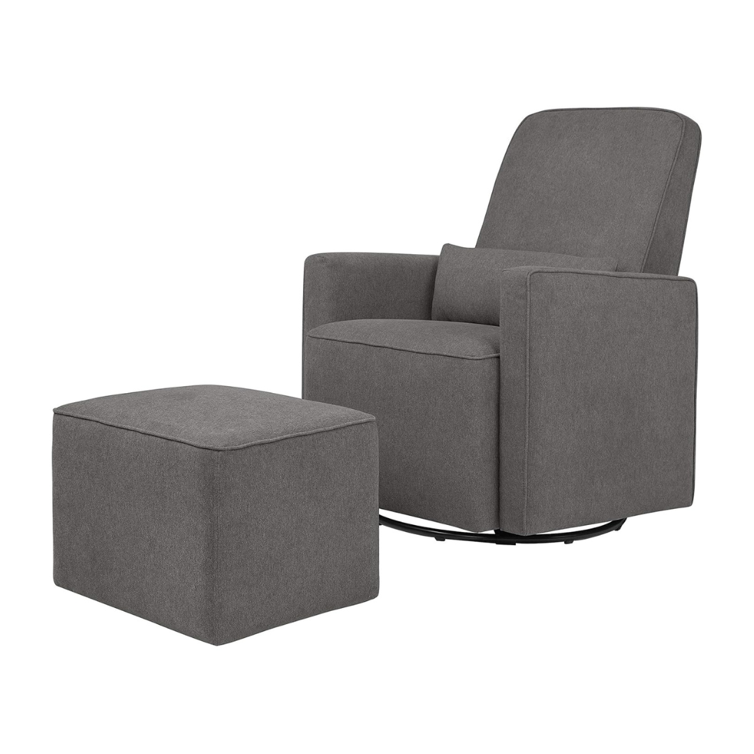 DaVinci Olive Upholstered Swivel Glider W/ Bonus Ottoman