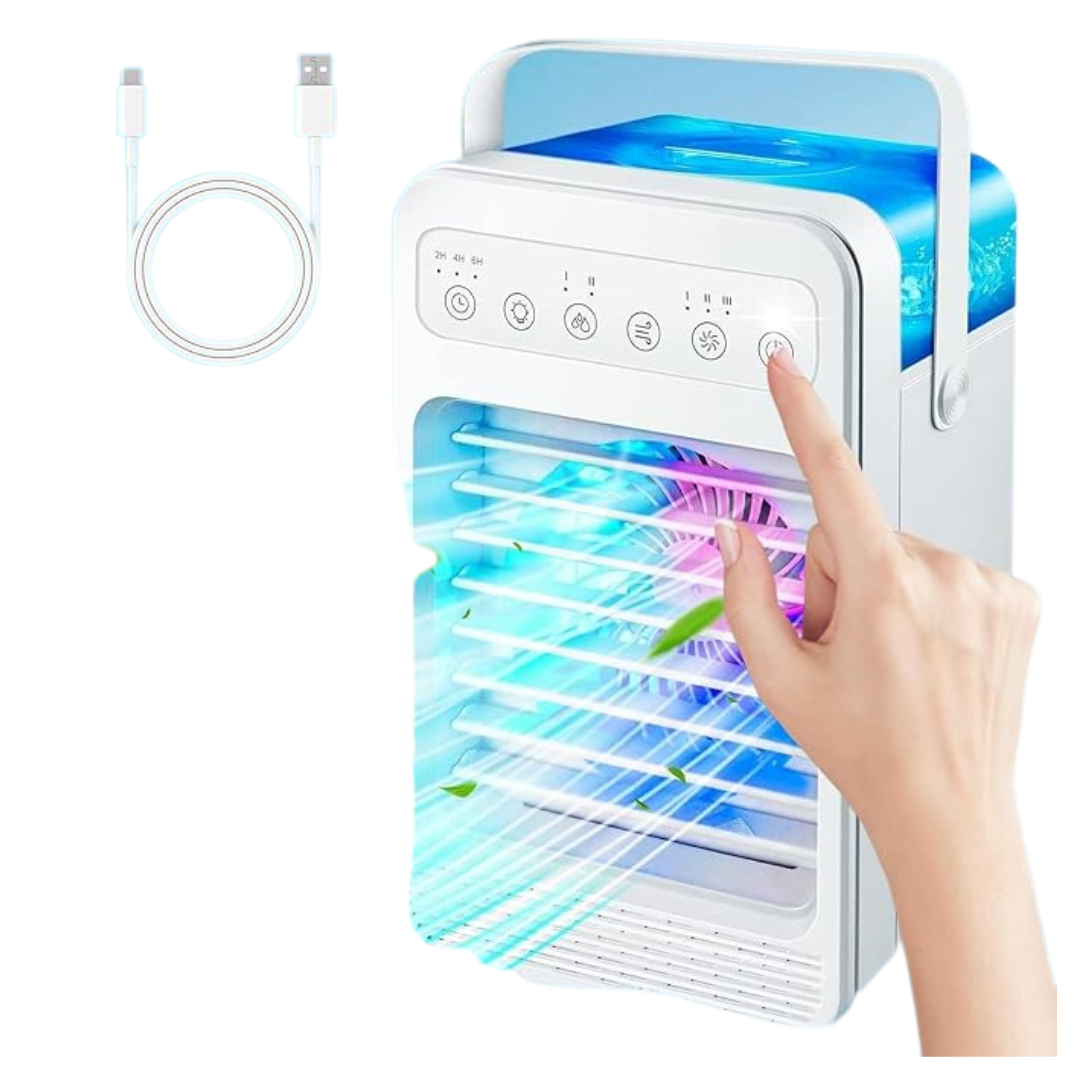 Portable 600ML Mini Air Conditioner with 4-Speeds & 7-Colors