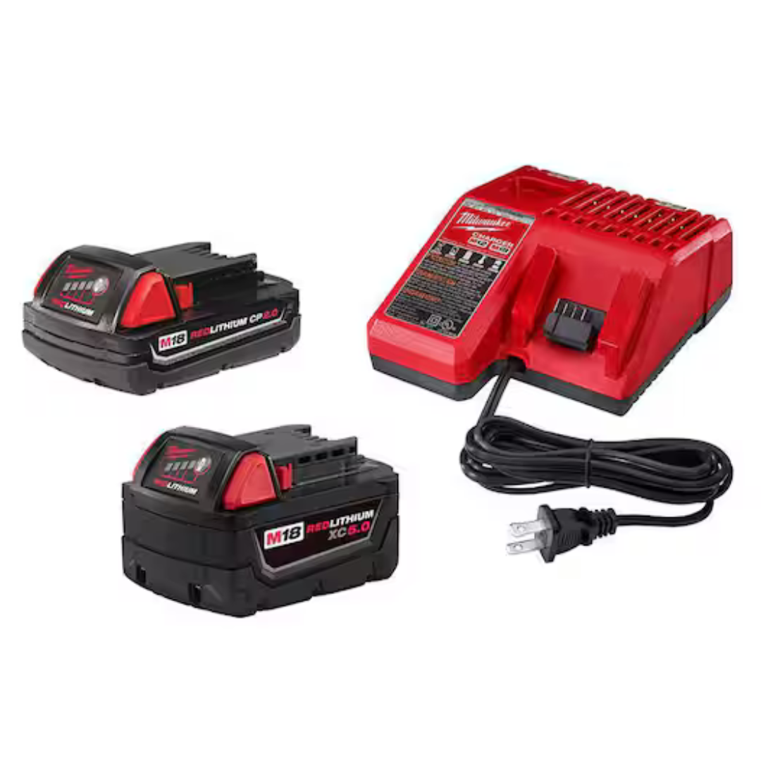 Milwaukee M18 18-Volt Starter Kit w/ 5.0Ah & 2.0 Ah Batteries & Charger
