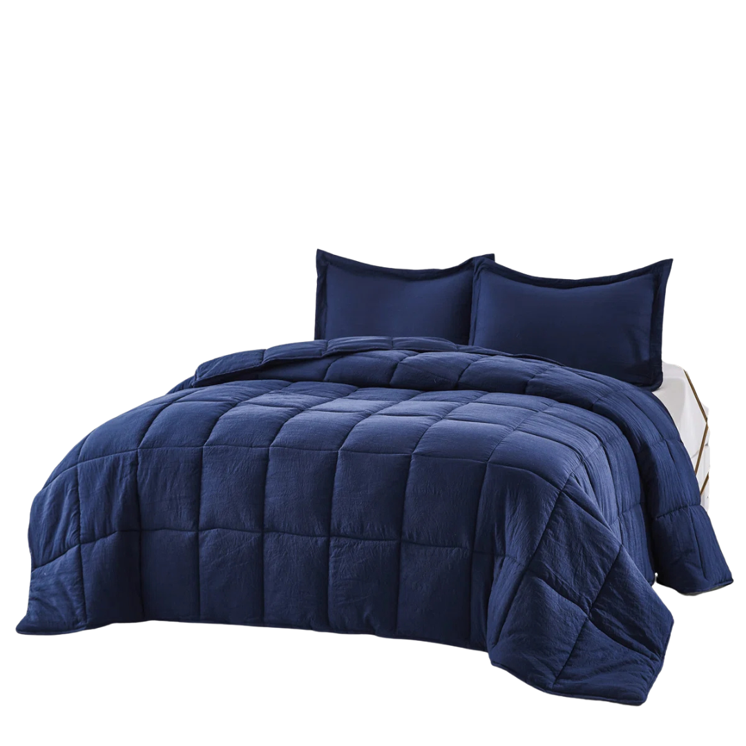 3-Piece Salomon Pre-washed Microfiber Reversible Comforter Set (Queen Comforter + 2 Standard Shams)