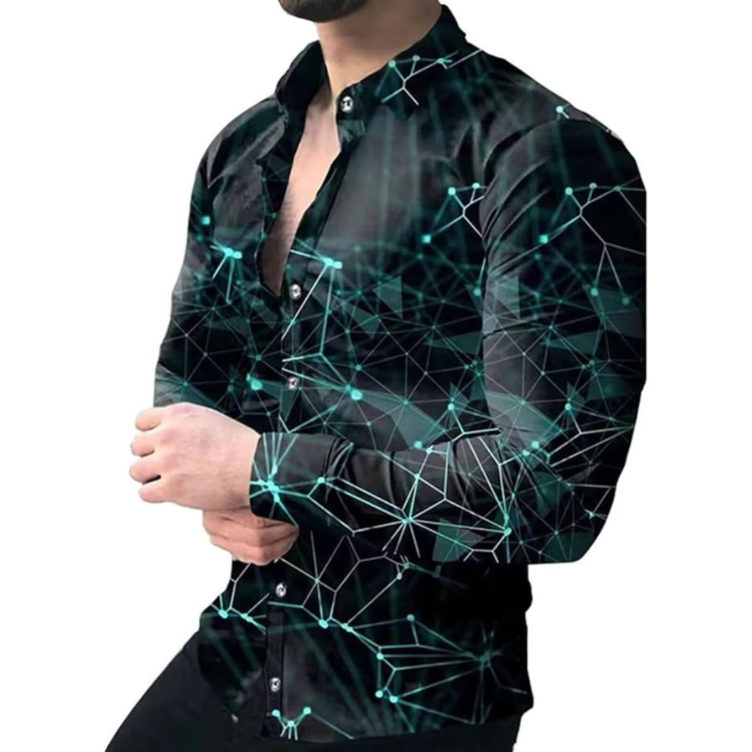 Bosdwen Men's Fashion Printed Long Sleeve Casual Shirts
