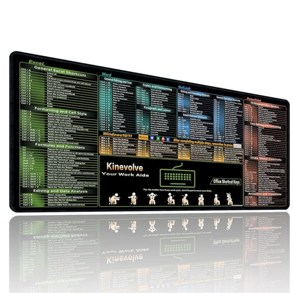 31.5" x 11.8" XL Excel Office Shortcut Gaming Mouse Pad