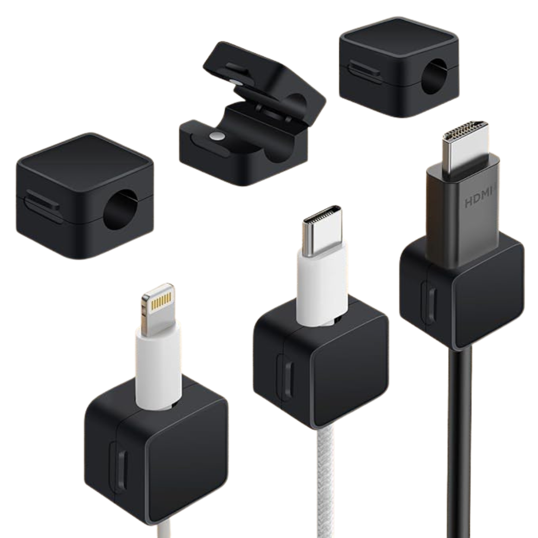 6-Pack Magnetic Cable Clips with 20-Self-Adhesive Sticker Lables