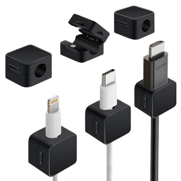 6-Pack Magnetic Cable Clips with 20-Self-Adhesive Sticker Lables