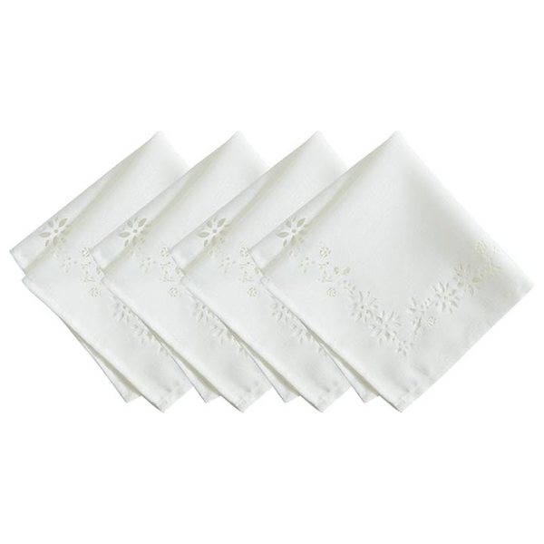 Elrene Home Fashions Poinsettia Noel Laser Cut Holiday Cloth Napkins (Set Of 4, 17″x17″)